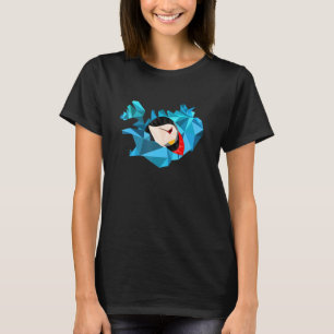 Isländische Karte und Puffin Geometric Polygon Sty T-Shirt