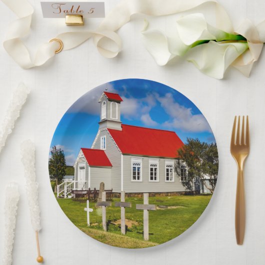 Isländische Kirche Pappteller (Hochzeit)