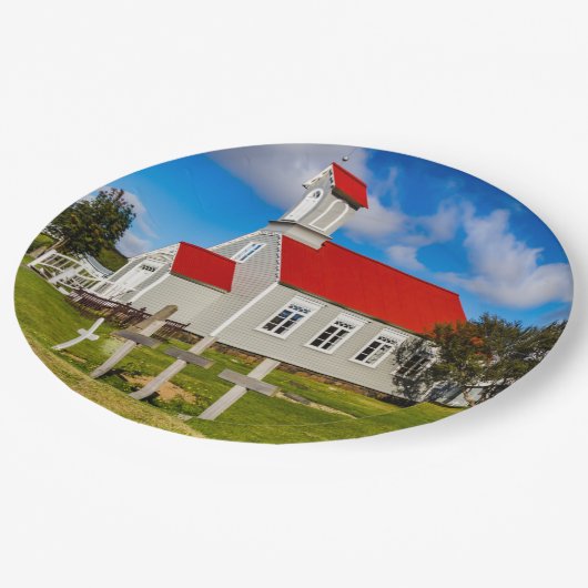 Isländische Kirche Pappteller (Schrägansicht)