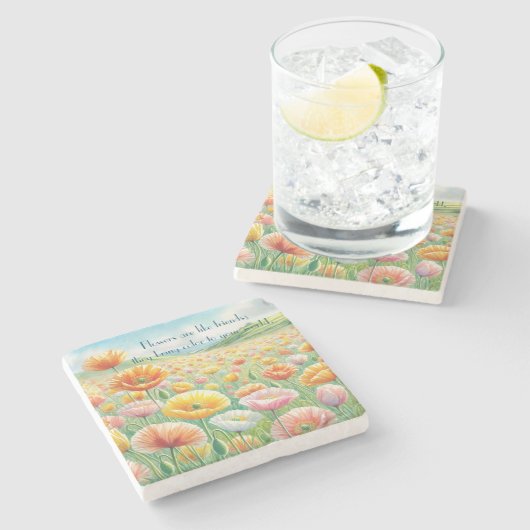 Isländische Mohnfelder & Angebotsvielfalt Steinuntersetzer (Seitenansicht)