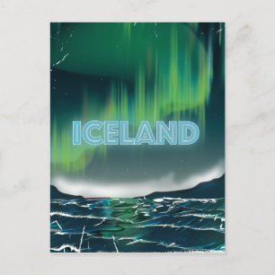 Isländische Nordlichter Reise Kunst Postkarte