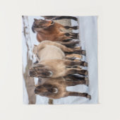 Isländische Pferde im Winter in der Nähe von Hofn, Wandteppich (Vorderseite)