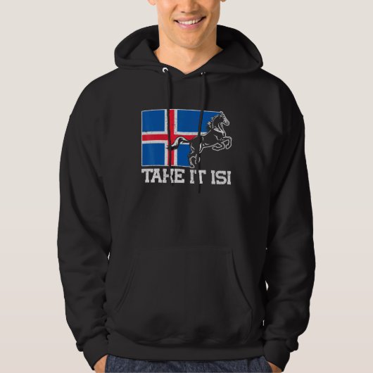 Isländische Pferde nehmen die isländische Flagge Hoodie (Vorderseite)