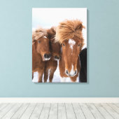 Isländische Pferde-Nussbaum, Island Leinwanddruck (Insitu (Holzboden))