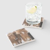 Isländische Pferde-Nussbaum, Island Steinuntersetzer (Seitenansicht)