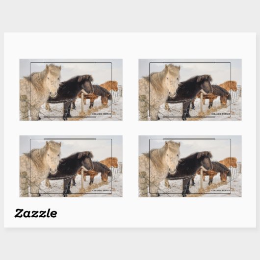 Isländische Pferde Rechteckiger Aufkleber (Blatt)