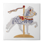 Isländische Pferde Rose Scroll Carousel Fliese (Vorderseite)