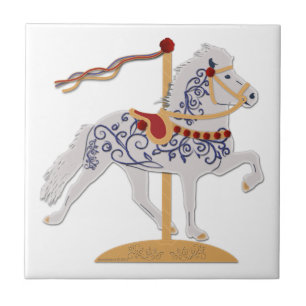 Isländische Pferde Rose Scroll Carousel Fliese