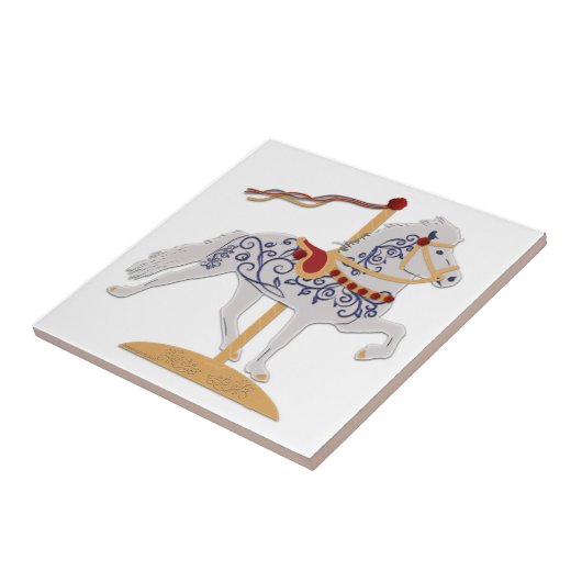 Isländische Pferde Rose Scroll Carousel Fliese (Seite)