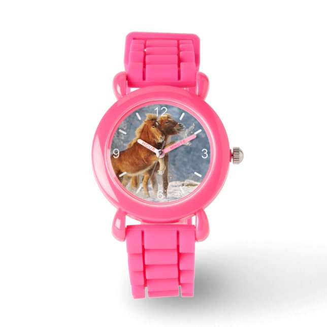 Isländische Pferdefoals im sonnigen Foto Armbanduhr (Vorderseite)