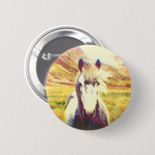Isländische Pferdekunst Button (Vorne & Hinten)