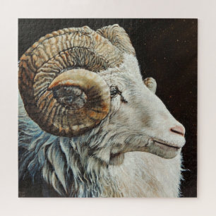 Isländische Ram-weiße Schafe mit Hörnern Puzzle