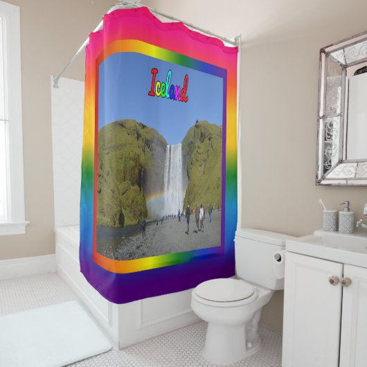 Isländische Regenbogenwasserfall Duschvorhang (Beispiel)