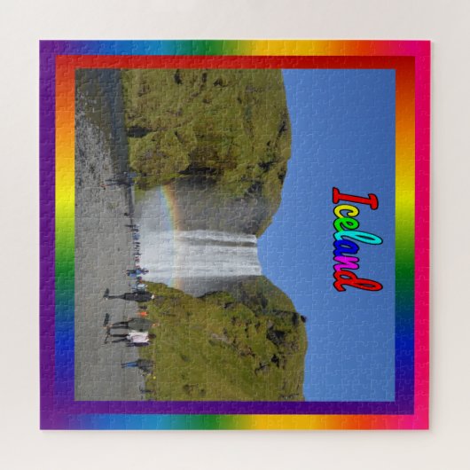 Isländische Regenbogenwasserfall Puzzle (Horizontal)