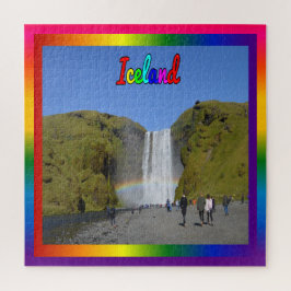 Isländische Regenbogenwasserfall Puzzle