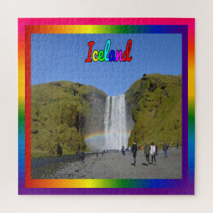Isländische Regenbogenwasserfall Puzzle