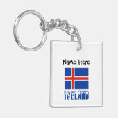 Isländische Schwarze Personalisierung der Flagge Schlüsselanhänger (Vorderseite links)