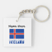 Isländische Schwarze Personalisierung der Flagge Schlüsselanhänger (Rückseite)