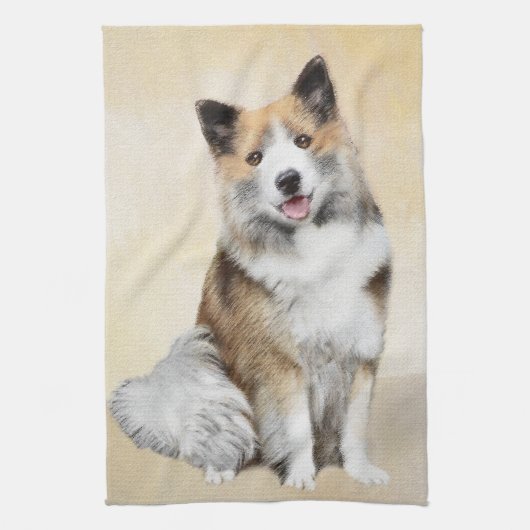 Isländische Sheepdog-Malerei - Original Dog Art Geschirrtuch (Vertikal)
