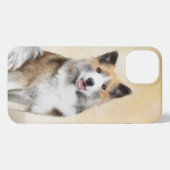 Isländische Sheepdog-Malerei - Original Dog Art iPhone Hülle (Rückseite (Horizontal))