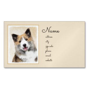 Isländische Sheepdog-Malerei - Original Dog Art Magnetische Visitenkarte