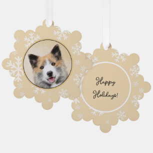 Isländische Sheepdog-Malerei - Original Dog Art Ornament Karte