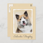 Isländische Sheepdog-Malerei - Original Dog Art Postkarte (Vorne/Hinten)