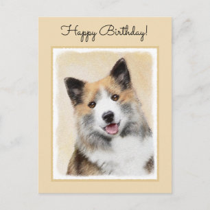 Isländische Sheepdog-Malerei - Original Dog Art Postkarte