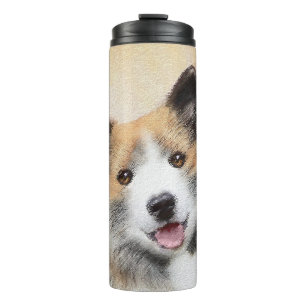 Isländische Sheepdog-Malerei - Original Dog Art Thermosbecher