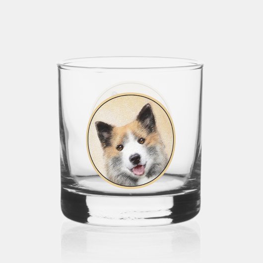 Isländische Sheepdog-Malerei - Original Dog Art Whiskyglas (Vorderseite)