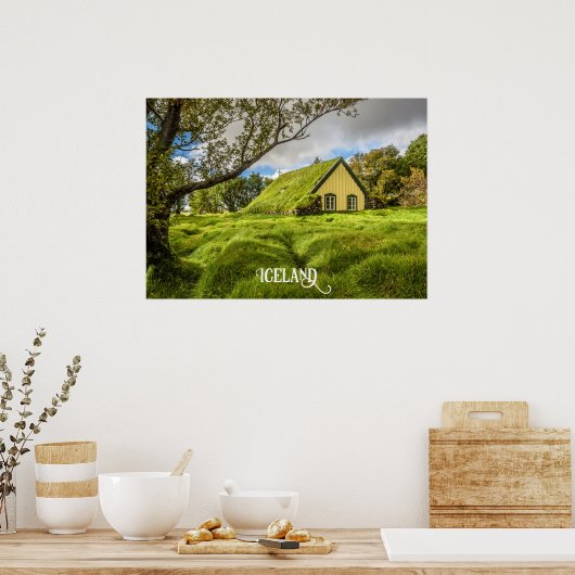 Isländische Turfkirche Poster (Küche)