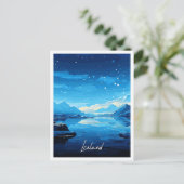 Isländische Vintage Postkarte (Stehend Vorderseite)