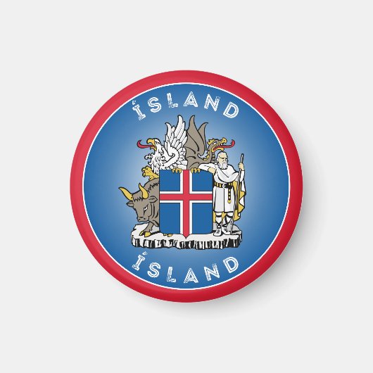 Isländische Wappen-Circle-Form Magnet (Vorne)