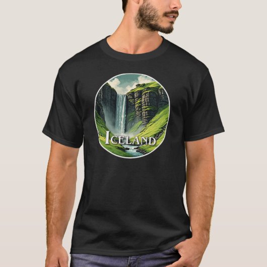 Isländische Wasserfall T-Shirt (Vorderseite)