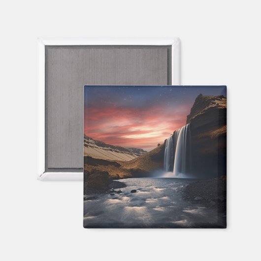 Isländische Wasserlandschaft Magnet (Vorderseite/Rückseite)