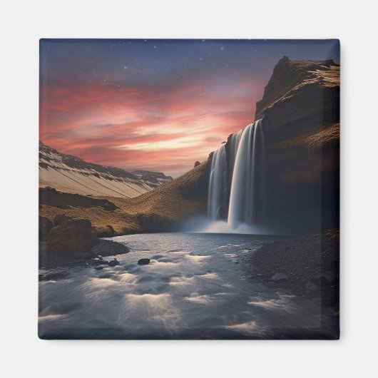 Isländische Wasserlandschaft Magnet (Vorne)