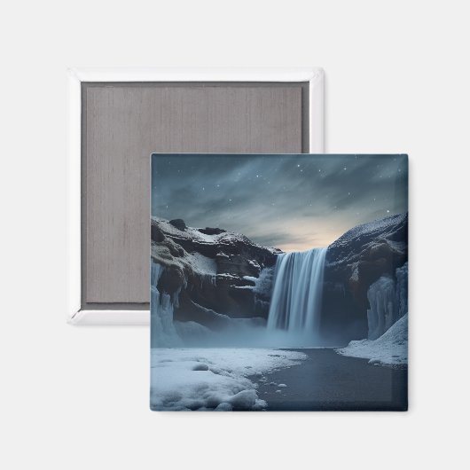 Isländische Wasserlandschaft Magnet (Vorderseite/Rückseite)