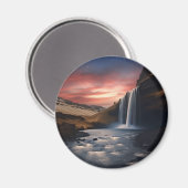 Isländische Wasserlandschaft Magnet (Vorderseite/Rückseite)