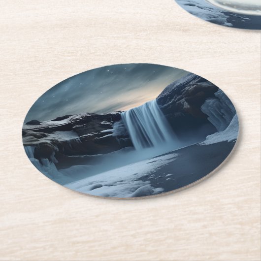 Isländische Wasserlandschaft Runder Pappuntersetzer (Angewinkelt)