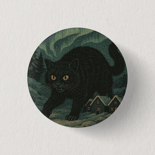 Isländische Weihnachts-Yule-Katze Button (Vorderseite)