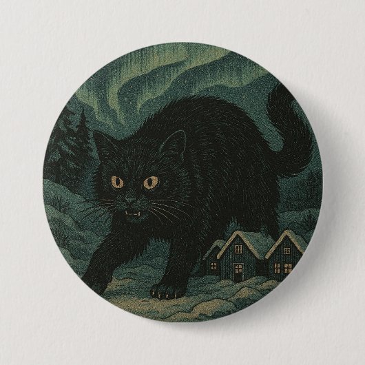 Isländische Weihnachts-Yule-Katze Button (Vorderseite)
