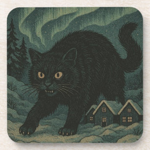 Isländische Weihnachts-Yule-Katze Getränkeuntersetzer