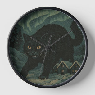 Isländische Weihnachts-Yule-Katze Uhr