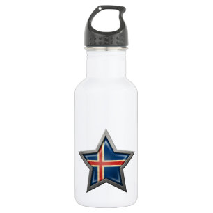 Isländischer Flaggen-Stern Edelstahlflasche