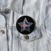 Isländischer Flaggen-Stern mit Stahlmaschen-Effekt Button (Beispiel)