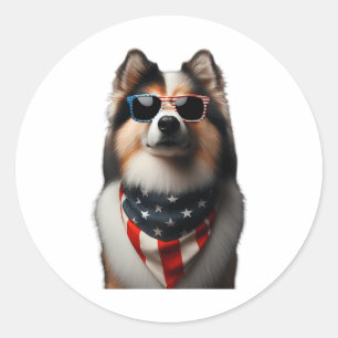 Isländischer Schafhund 4. Juli amerikanischer Inde Runder Aufkleber