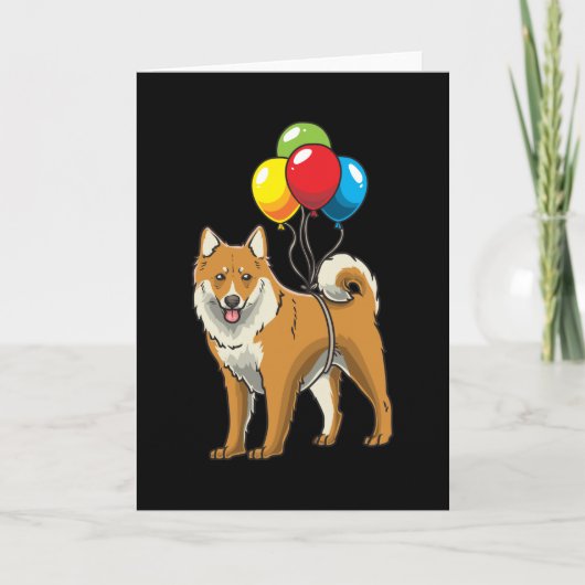 Isländischer Schafhund mit Ballons Karte (Vorderseite)