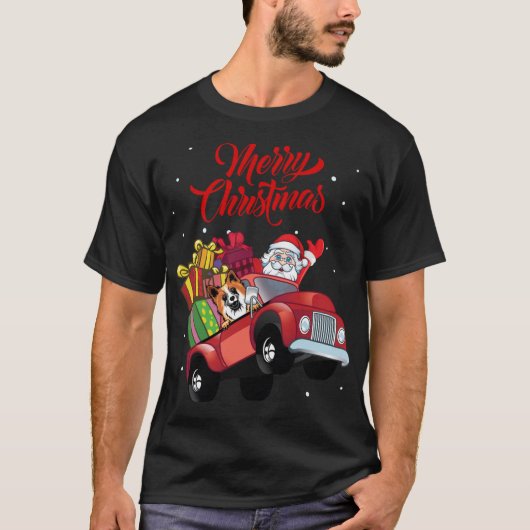 Isländischer Schafhund mit dem Weihnachtsmann in R T-Shirt (Vorderseite)