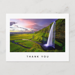Isländischer Wasserfall Grüne Natur Foto Danke Postkarte