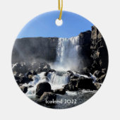 Isländischer Wasserfall - Keramik Ornament (Vorne)